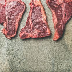 Porterhouse, t-bone and rib-eye steaks