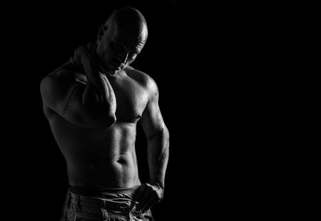 Muscular male posing