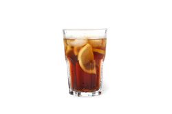Glass of cold cola isolated on blank background