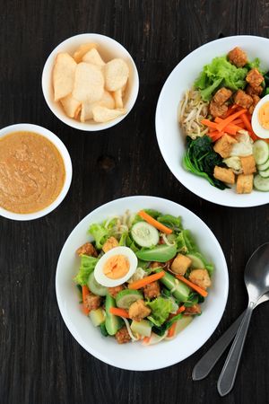 Gado-Gado, Indonesian Food Boiled Vegetable with Peanut Sauce