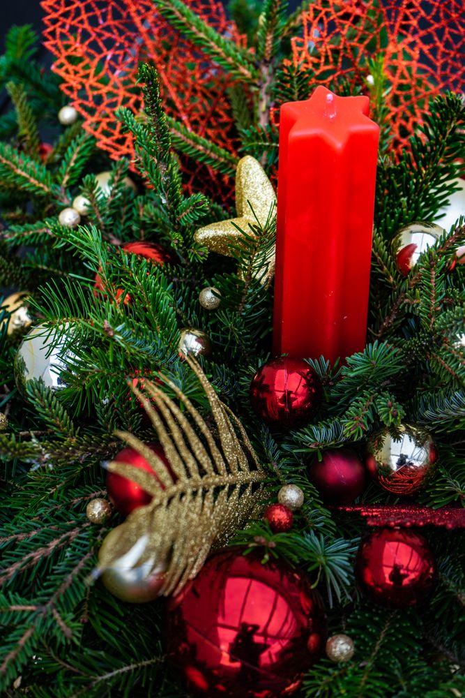 Christmas festive composition of table center piece