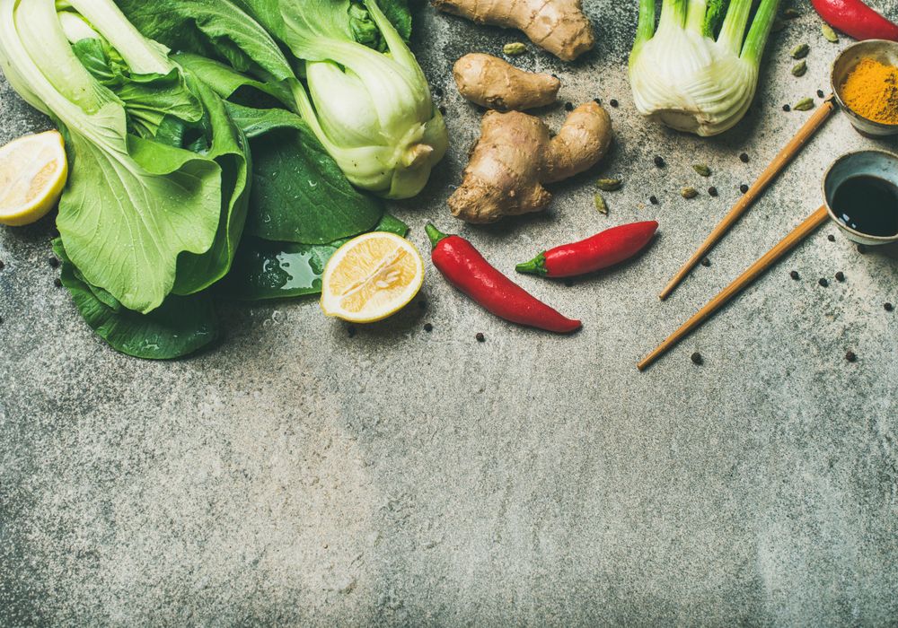 Clean eating, vegetarian Asian cooking concept