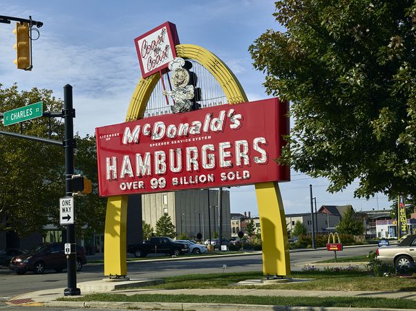 Old-style McDonald's "golden arches,” Muncie, Indiana