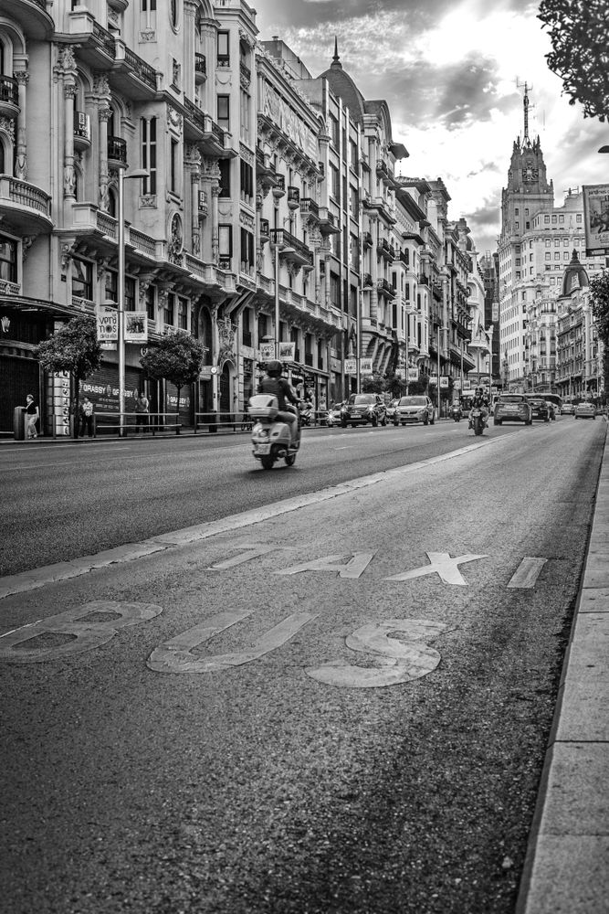 Monochrome picture of city ambiance