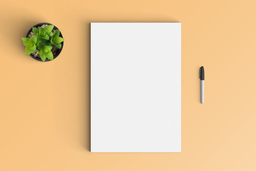 Modern workspace with  copy space on color background