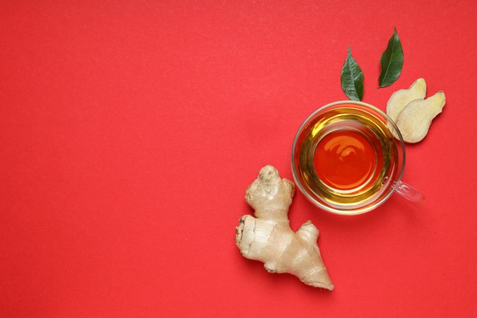 Cold treatment, healthcare concept - tea with ginger