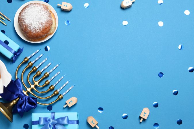 Concept of Jewish holiday, Hanukkah, space for text