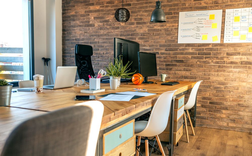 Interior of industrial style coworking office