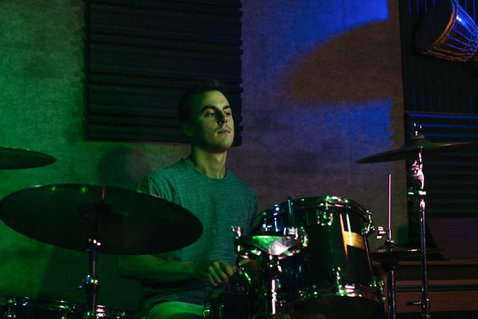 Drummer Performing In A Live Concert