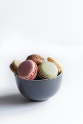 Bowl of colorful macaroons