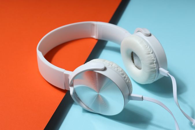 Concept of listening audio, music with headphones