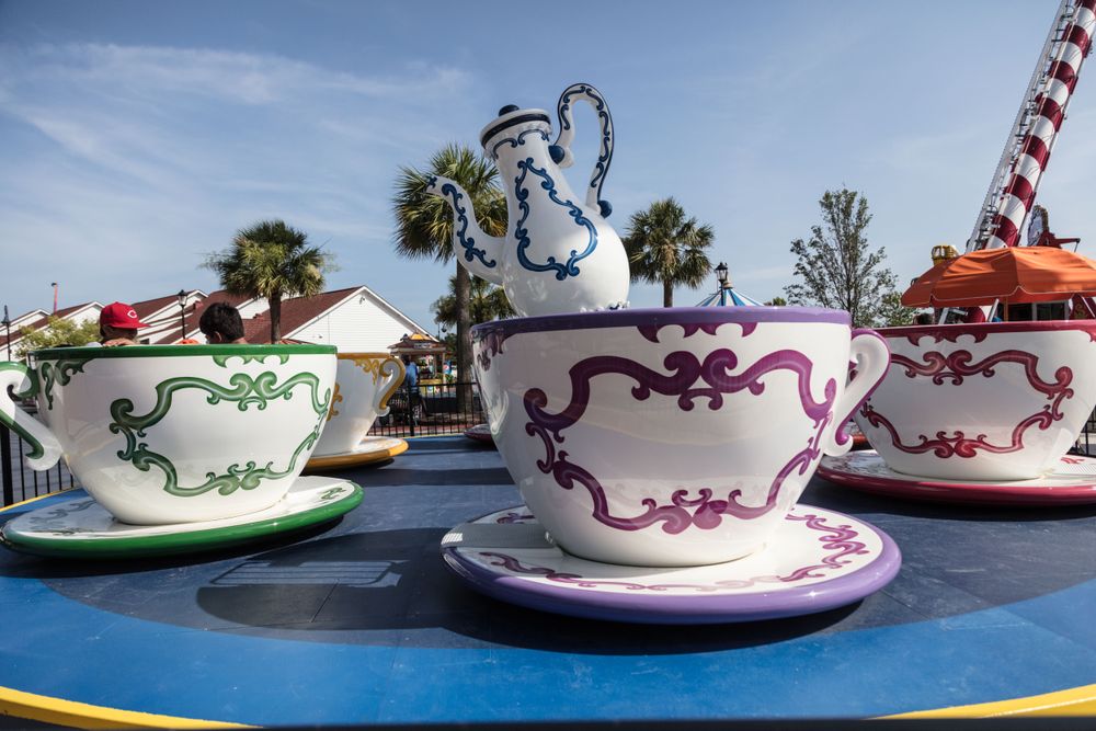 Teacup ride at the Broadway at the Beach amusement area in Myrtle Beach, South Carolina