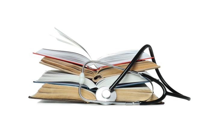 Concept of medical education, isolated on light background