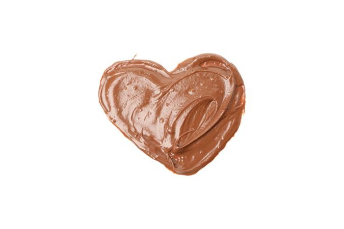 Tasty chocolate in the heart form isolated on plain background