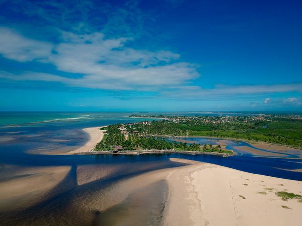 Aerial shot of Brazilian beach at low tide
