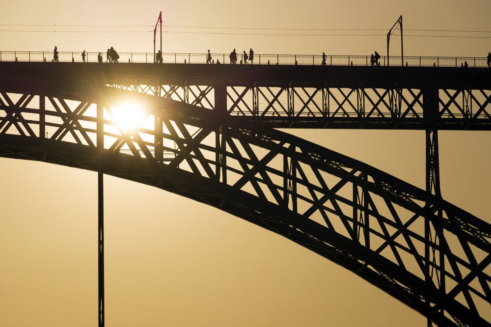 Bridge construction in sunset illumination