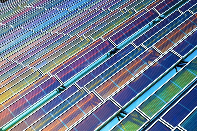 Colorful solar paneled grids