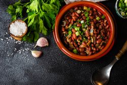 Top view of traditional Georgian bean dish lobio