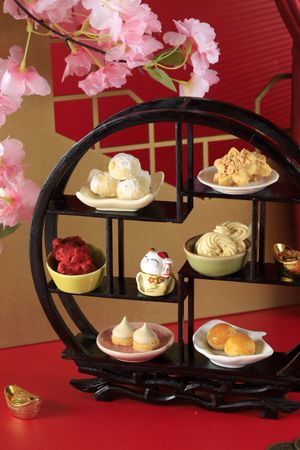 Chinese New Year Themed Cookies with Red and Gold Color