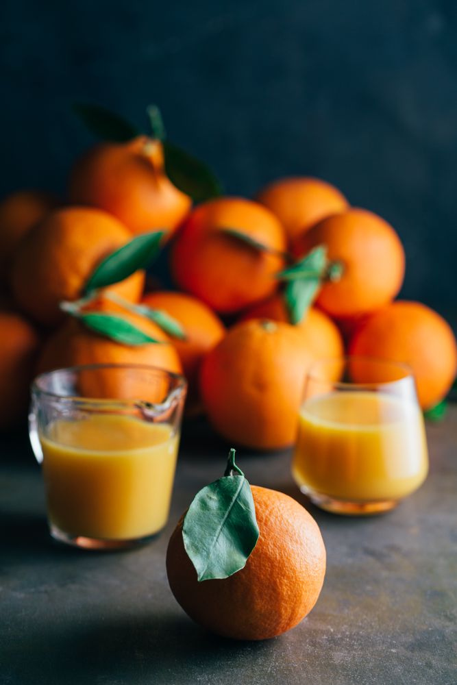 Orange juice on table