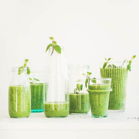 Healthy green juice cleanse, vegetarian diet concept
