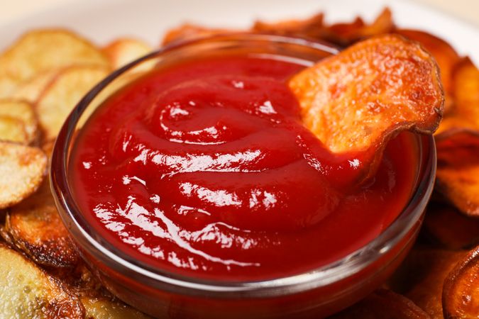 Concept of tasty food - sweet potato fries
