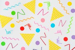 Multicolor geometric shapes pattern with straws and triangles