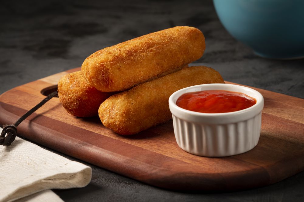 Fried risoles or Risol. Risoles stuffed with cheese and ham.