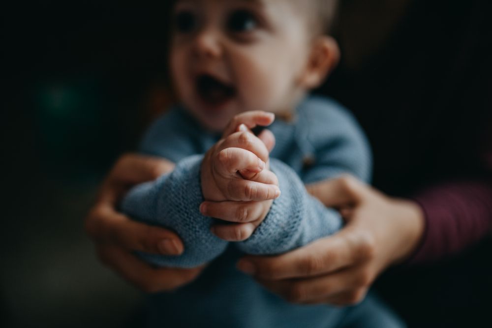 Close up of newborn hands