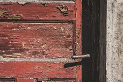 Close up of Rusty and cracked paint door