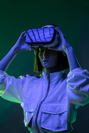 Woman in VR headset