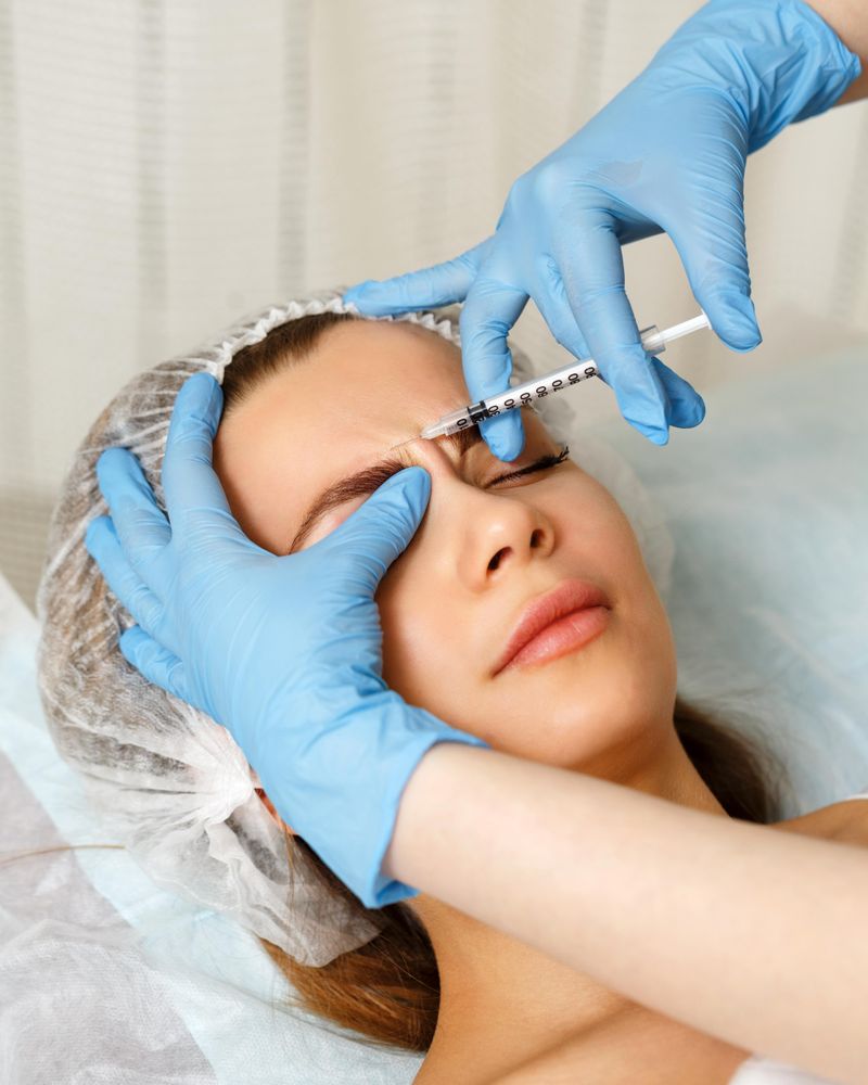 Cosmetologist at med spa injecting female client