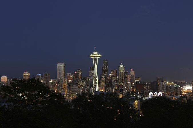 Seattle skyline at twilight time