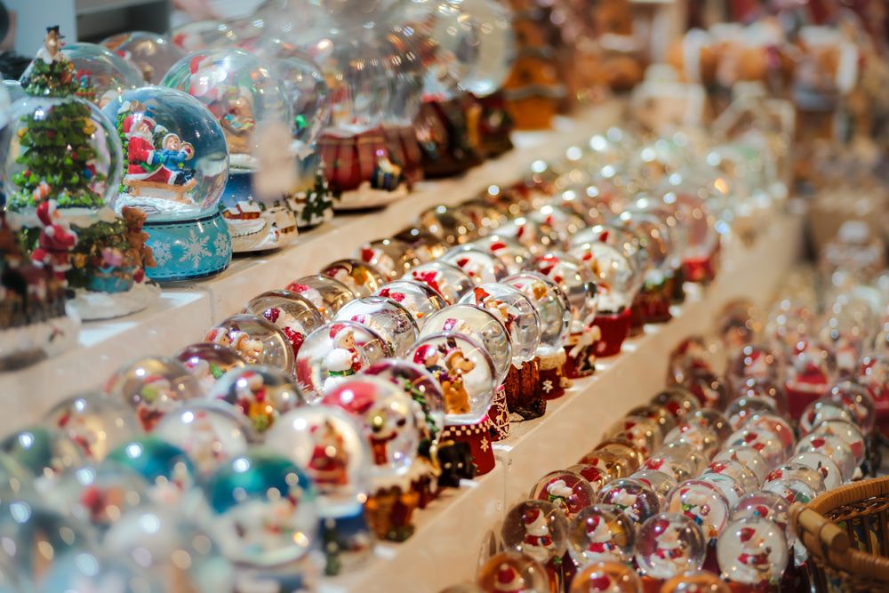 Traditional Christmas market with handmade souvenirs, Strasbourg, Alsace, France