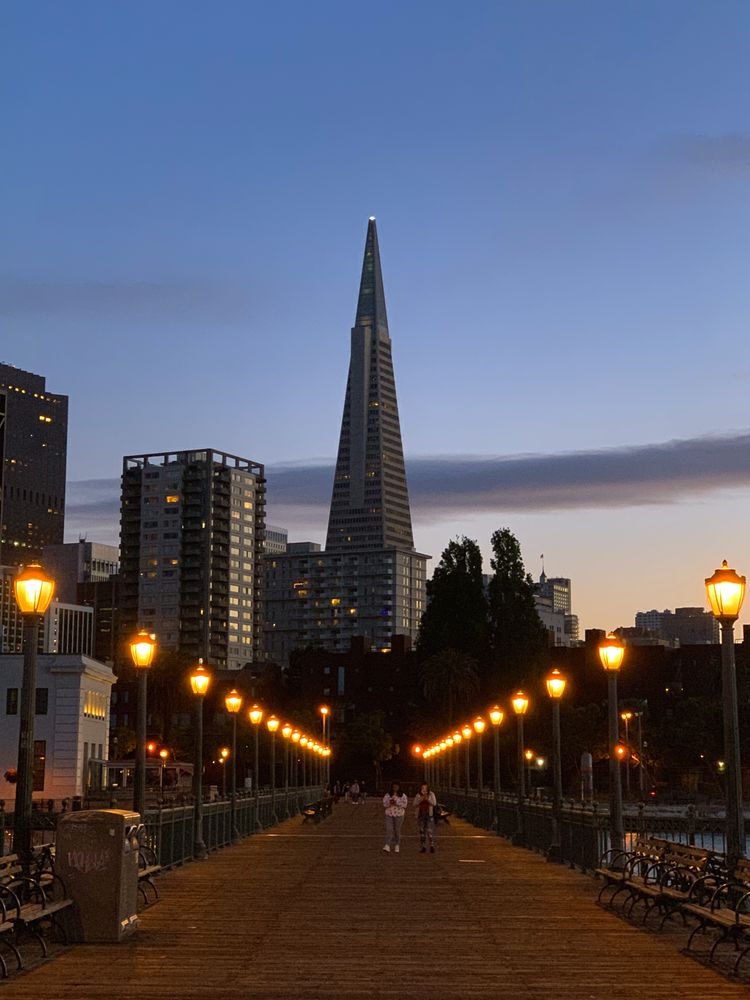 Transamerica building at dusk