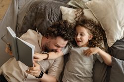 Dad and daughter at home