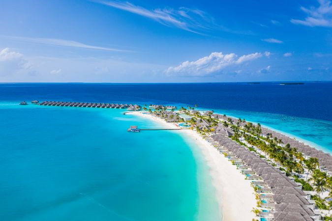Maldives beach with holiday villas