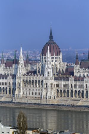 Hungarian parliament as seen from across the river Danube