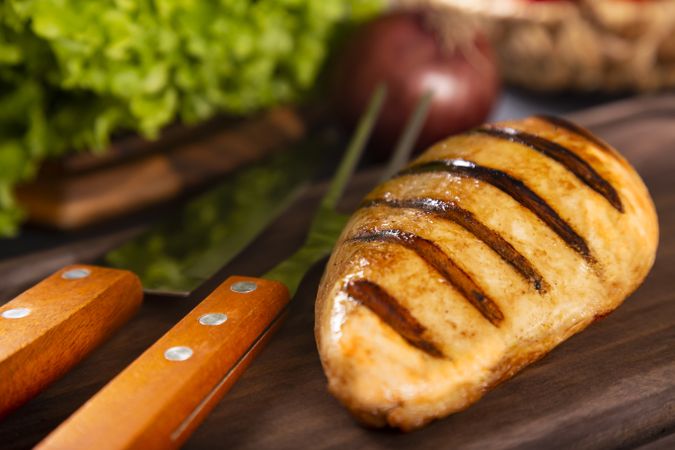 Tasty grilled chicken with salad.