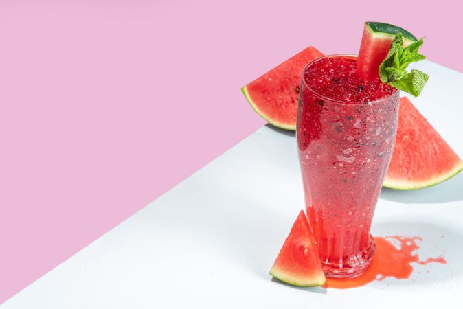 Cold watermelon slushie drink