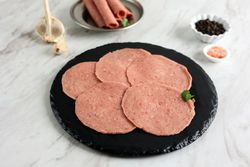 Plate of deli meat slices