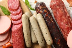 Top view of variety of cured meats