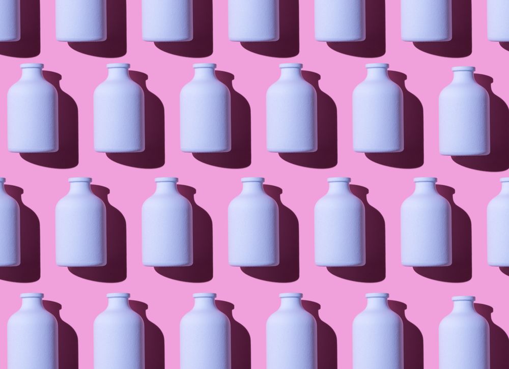 Painted vessels over pink background