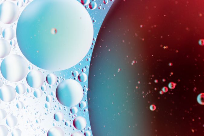 Abstract blue and red water bubbles