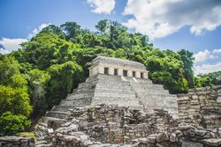 Archeological site of Maya city during daytime