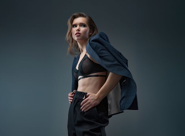 Studio fashion shoot with blazer