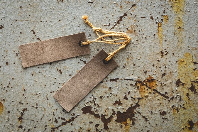 Natural leather labels for price or advertising