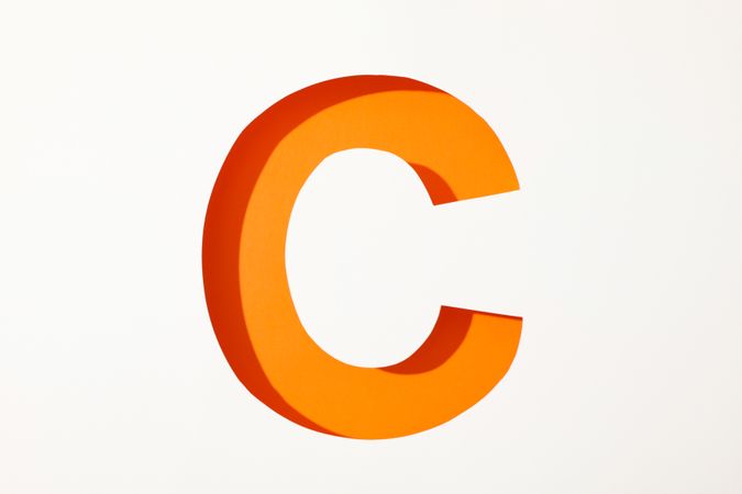 Color letter C on blank background, space for text