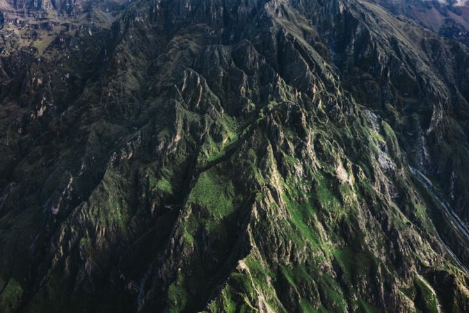 Aerial view of green mountain in Peru