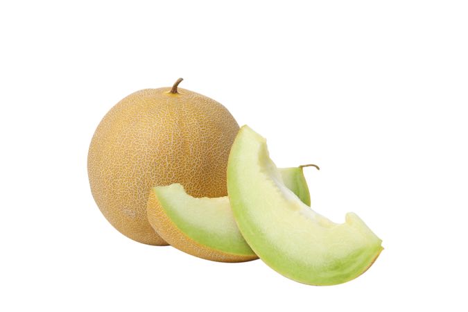 A slice of fresh melon, isolated on plain background